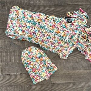 New York & Company Multi-colored beanie and scarf